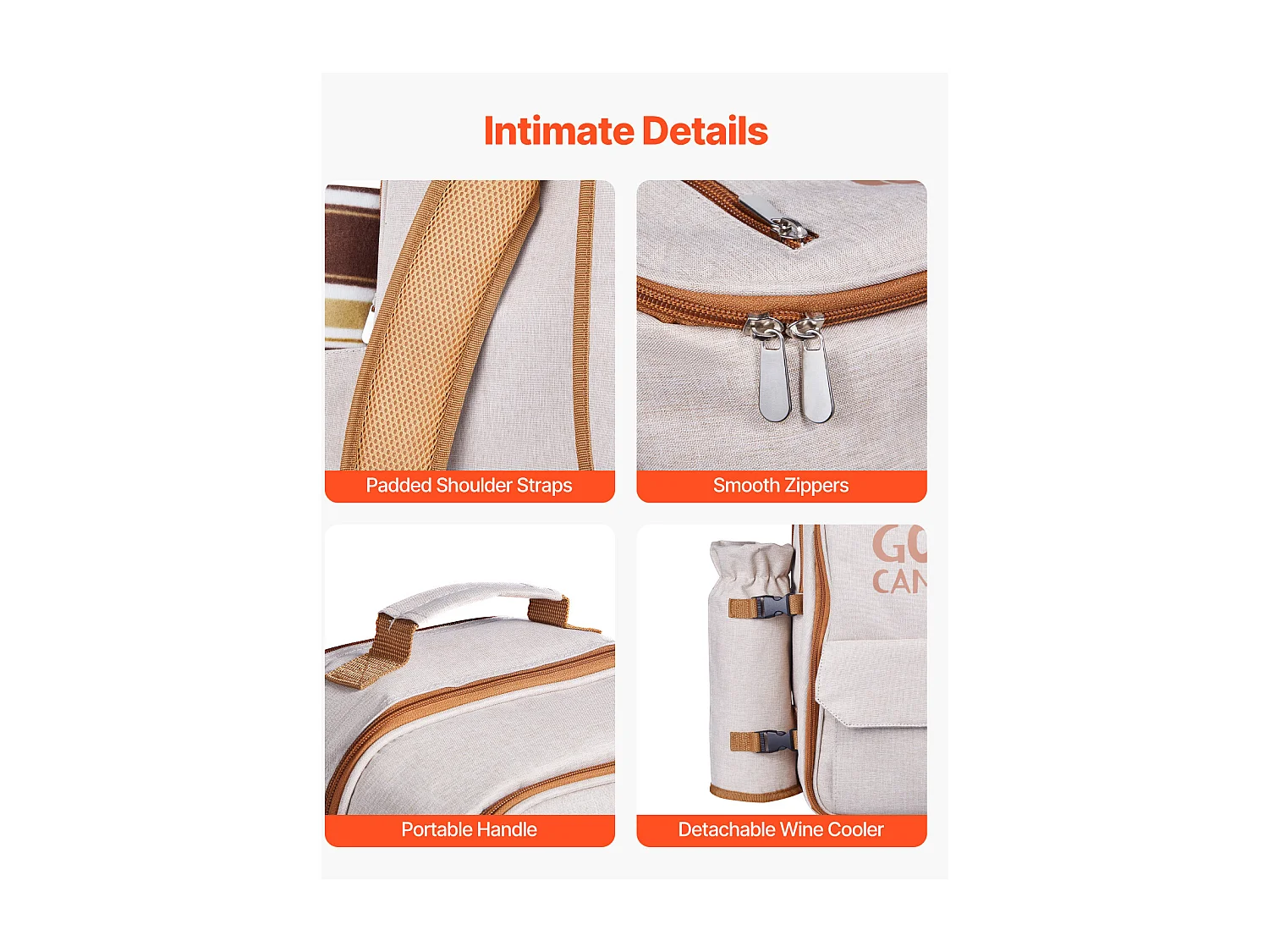 Sac à Dos Isotherme SucceBuy pour 4 Personnes, Sac à Dos de Pique-nique avec Compartiment Isotherme, Kit Assiettes et Couverts, pour Randonnée