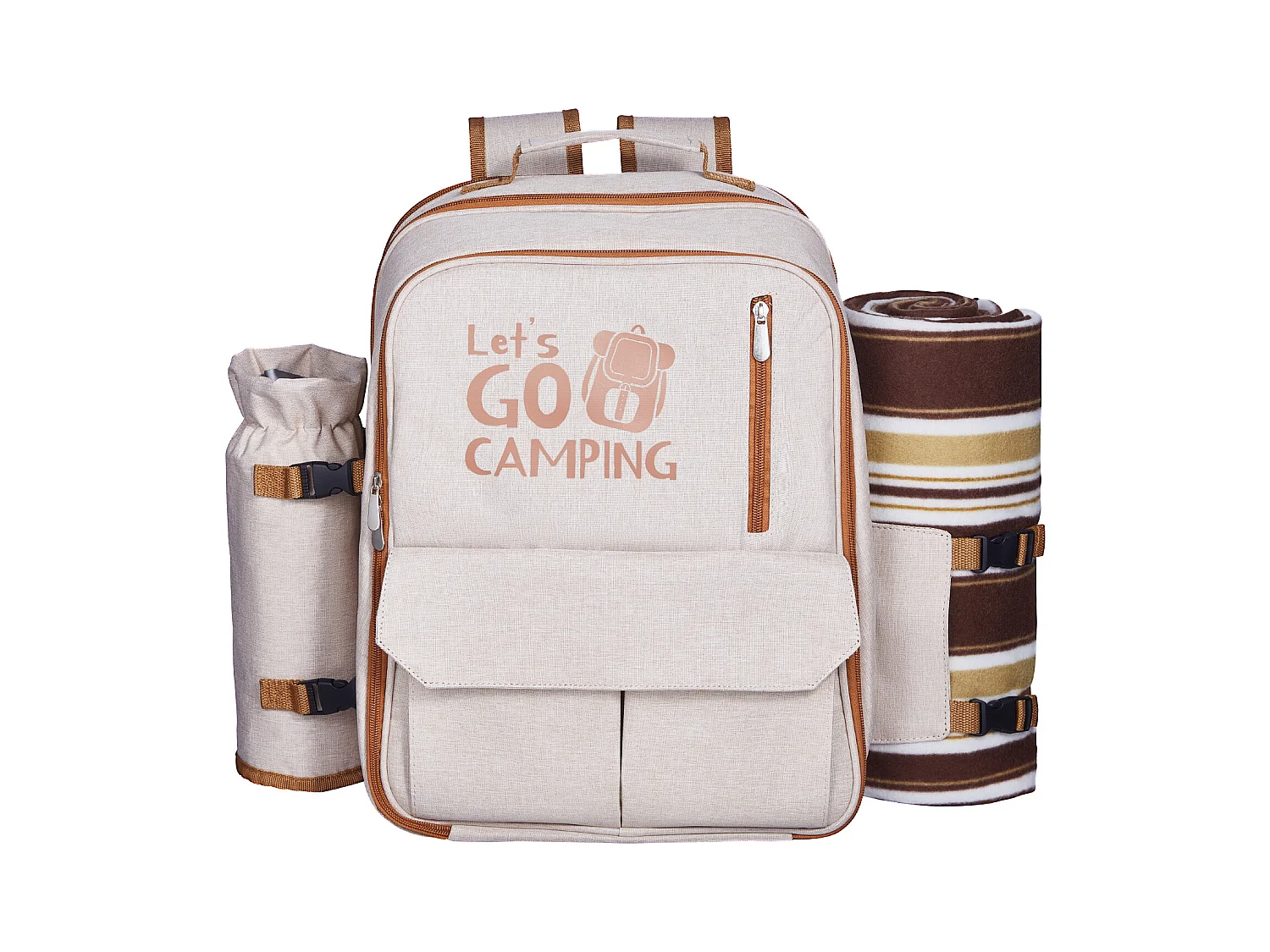 Sac à Dos Isotherme SucceBuy pour 4 Personnes, Sac à Dos de Pique-nique avec Compartiment Isotherme, Kit Assiettes et Couverts, pour Randonnée