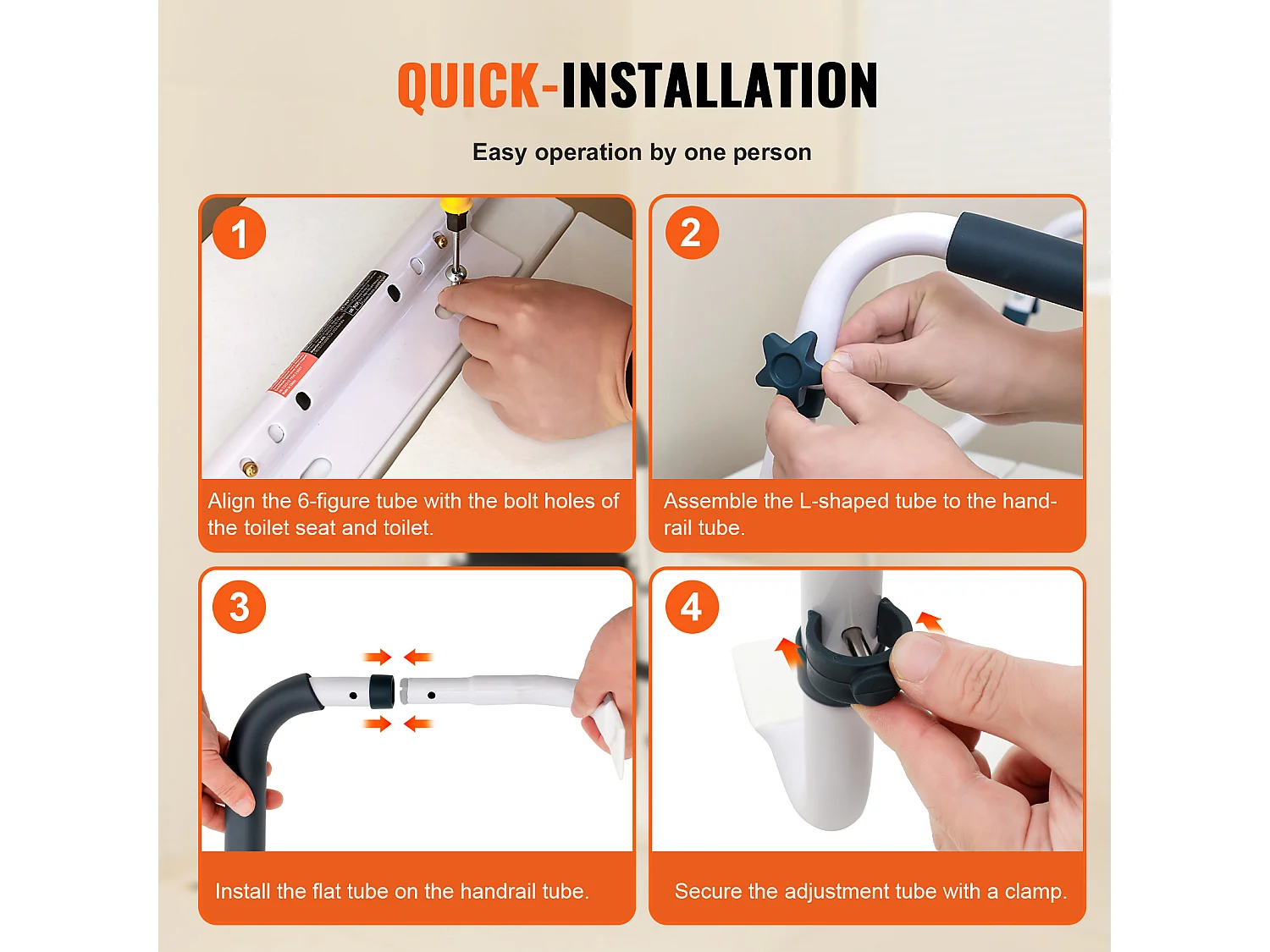 Barre d'Appui pour WC SucceBuy, Cadre Toilette Sécurisé en Acier Charge 136 kg, pour Sécurité des Handicapés