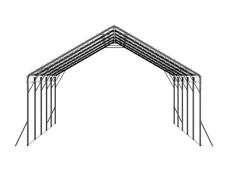Carport SucceBuy, 5,8 x 7,45 m, Cochera Metálica Resistente, Refugio de Garaje Exterior con Estructura de Acero, para Camionetas, Barcos, Camiones y Tractores