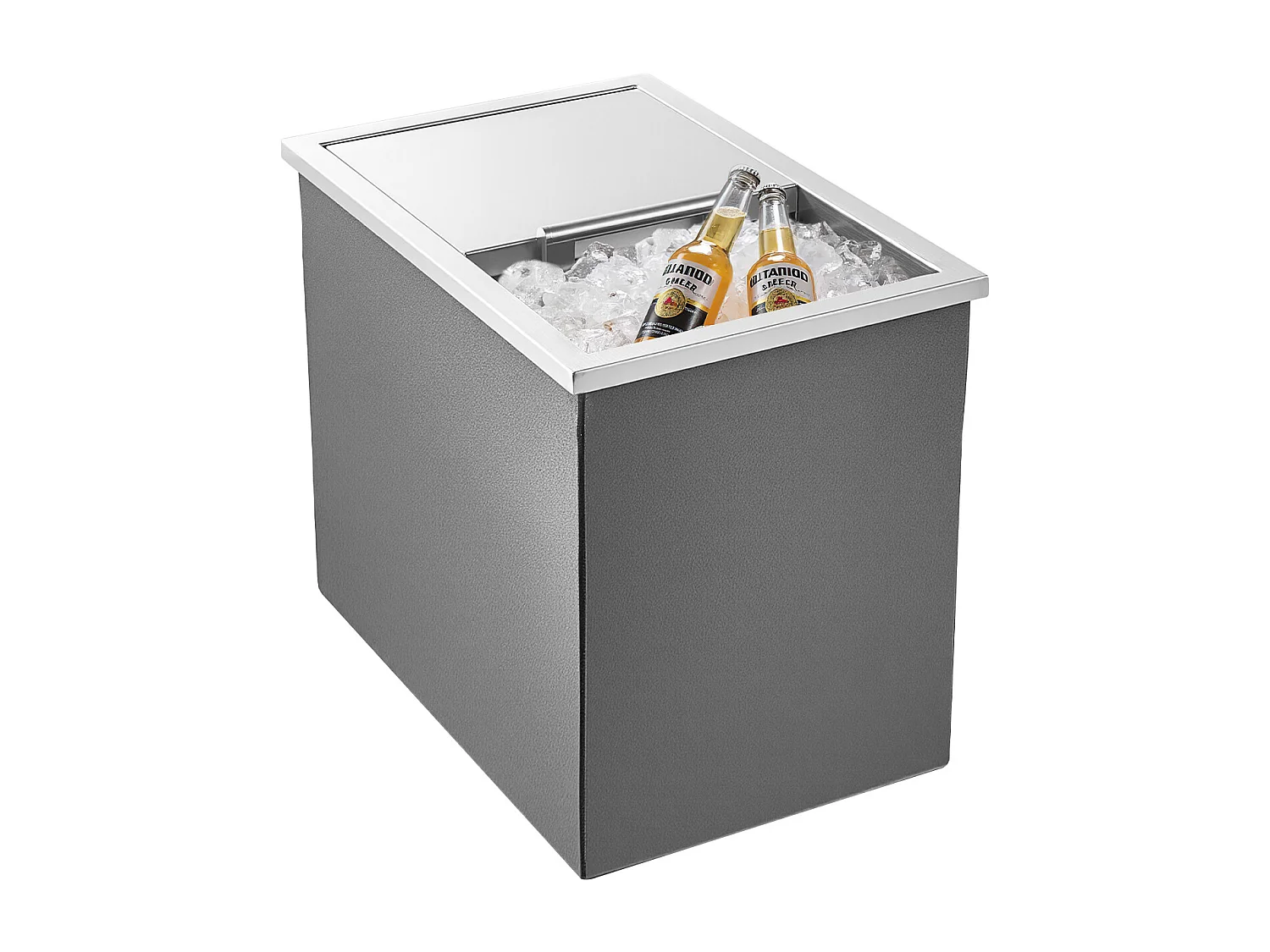 Glacière Encastrable SucceBuy en Acier Inoxydable, 45,5 x 30,5 x 38,5 cm, Bac à Glace Commercial de 27,1 L pour l'Extérieur, pour Vin et Bière Frais