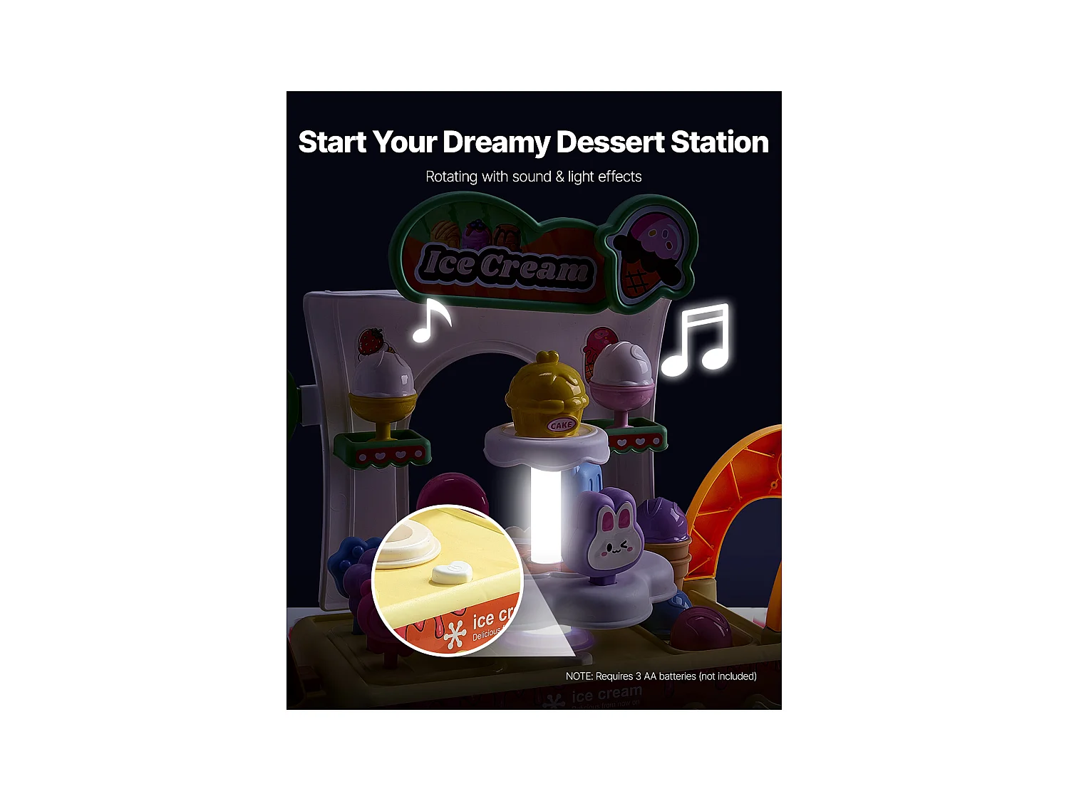 Chariot à Glaces pour Enfants SucceBuy, 27 Pièces, Jeu d'Imitation de Stand Glacier, avec Espace de Rangement, pour Tout-Petits de 3 Ans et Plus