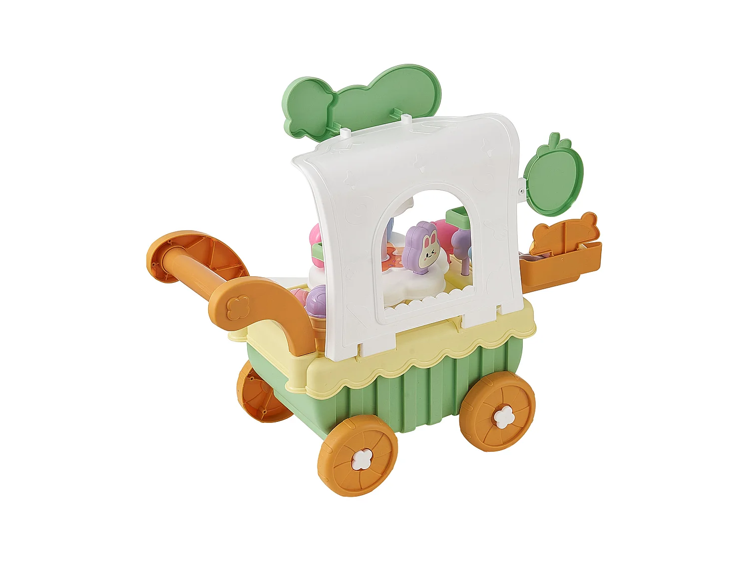Chariot à Glaces pour Enfants SucceBuy, 27 Pièces, Jeu d'Imitation de Stand Glacier, avec Espace de Rangement, pour Tout-Petits de 3 Ans et Plus