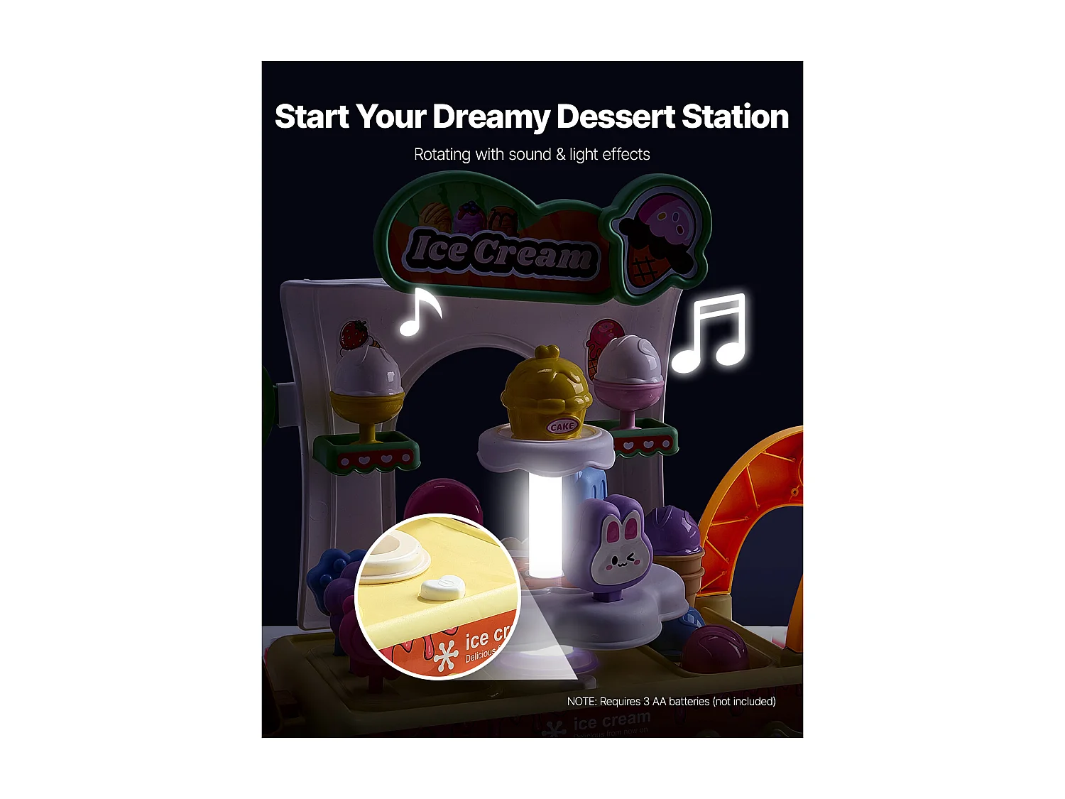 Chariot à Glaces pour Enfants SucceBuy, 27 Pièces, Jeu d'Imitation de Stand Glacier, avec Espace de Rangement, pour Tout-Petits de 3 Ans et Plus