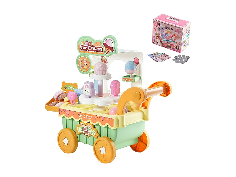 Carrello per Ghiaccio per Bambini SucceBuy, 27 Pezzi, Gioco di Imitazione di Stallo di Ghiaccio, con Spazio di Riposizione, per Bambini di 3 Anni e Oltre