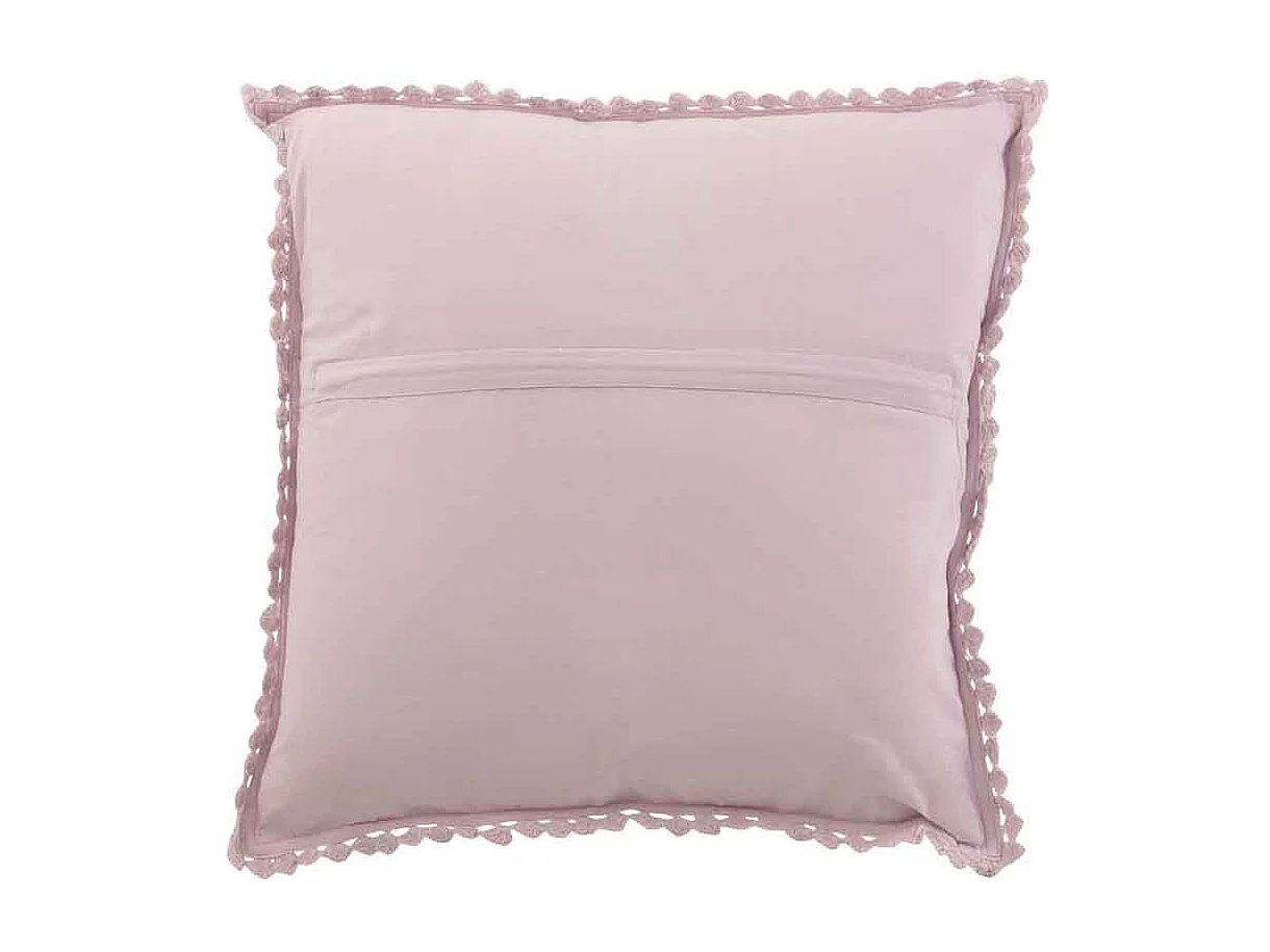 Cuscino quadrato con pizzi in cotone viola 42x42 cm