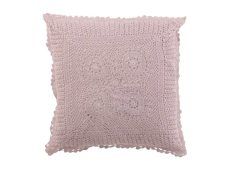 Coussin Déco "Dentelle" 45x45cm Rose Mauve