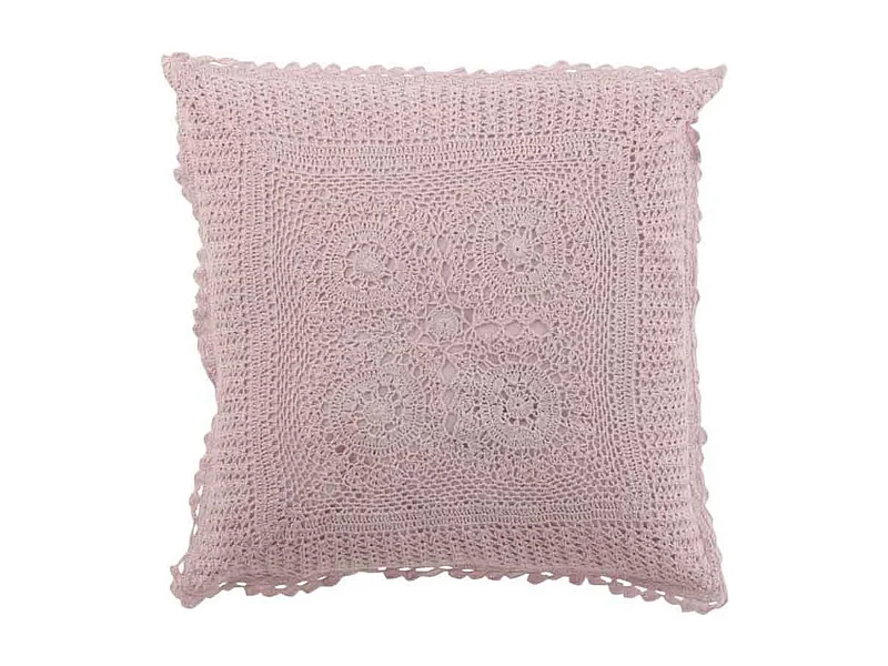 Coussin Déco "Dentelle" 45x45cm Rose Mauve