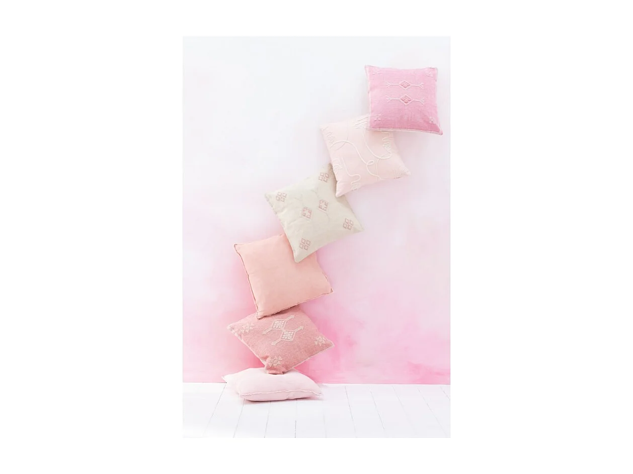 Coussin Déco Carré "Faded" 45x45cm Rose Pêche