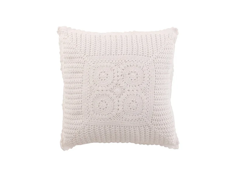 Coussin Déco "Dentelle" 45x45cm Blanc
