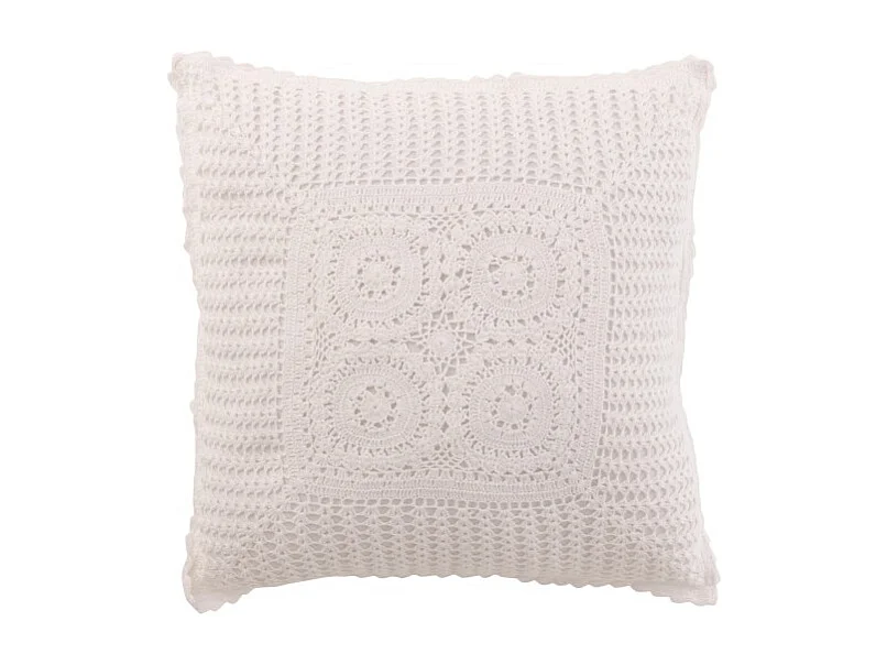 Coussin Déco "Dentelle" 45x45cm Blanc