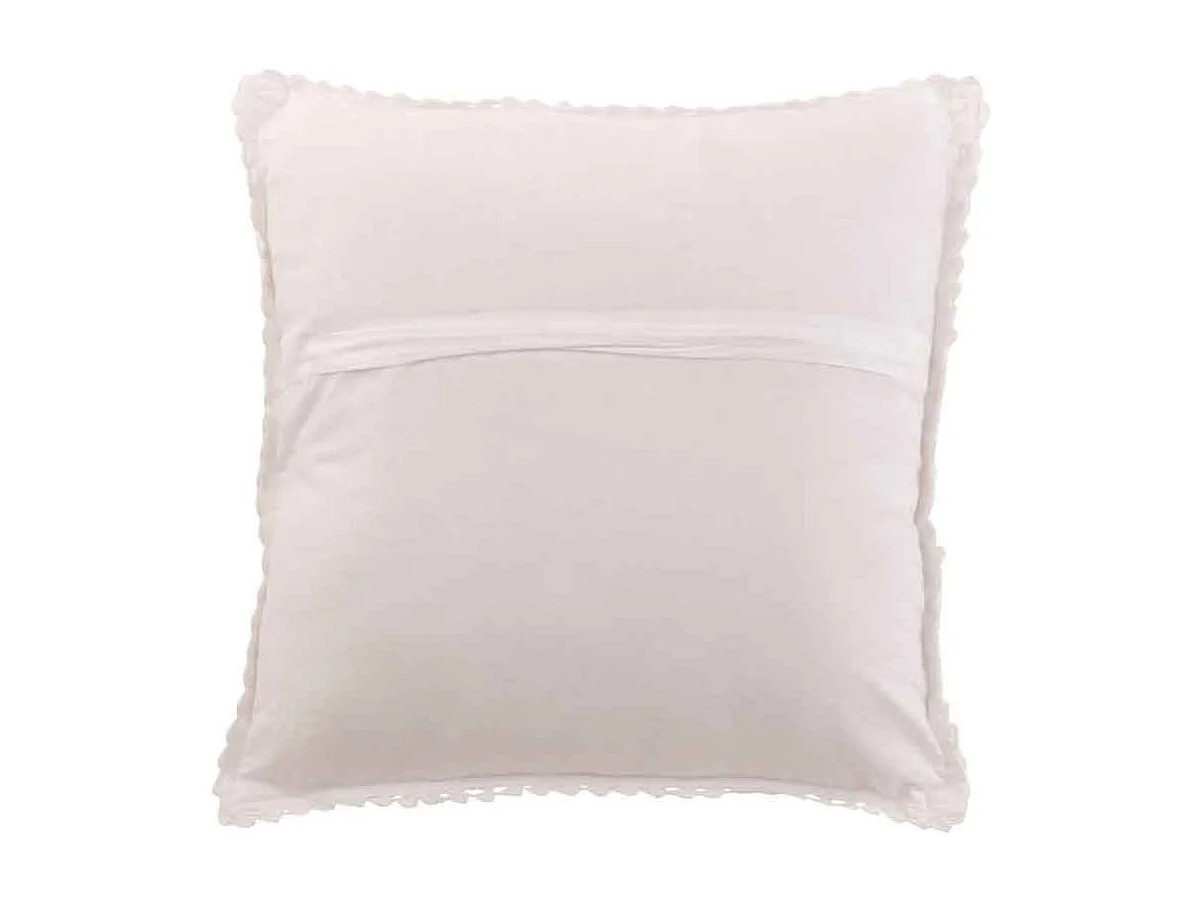 Cuscino quadrato con pizzi in cotone bianco 43x43 cm