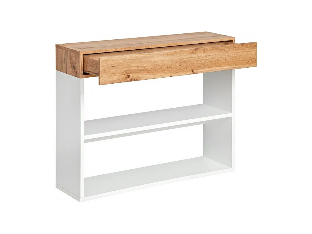 Étagère Murale 2 Niveaux & Tiroir "Easy" 100cm Blanc