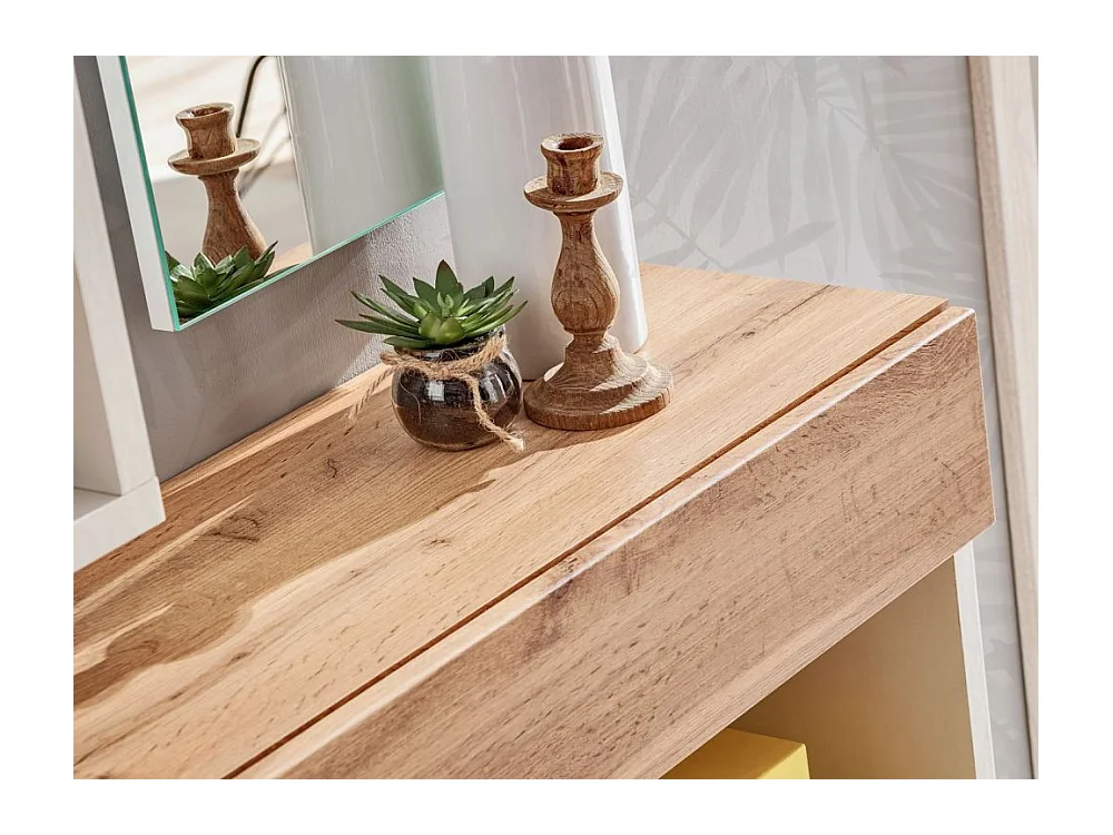 Étagère Murale 2 Niveaux & Tiroir "Easy" 100cm Blanc