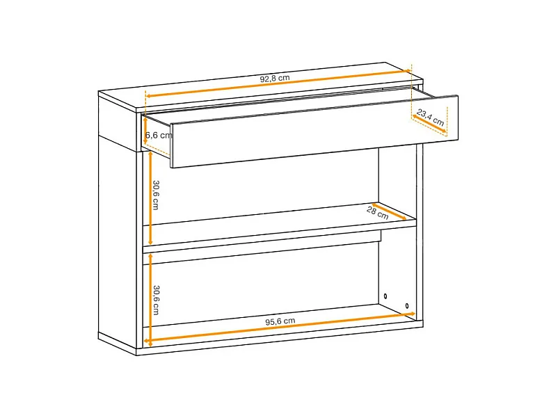 Étagère Murale 2 Niveaux & Tiroir "Easy" 100cm Blanc