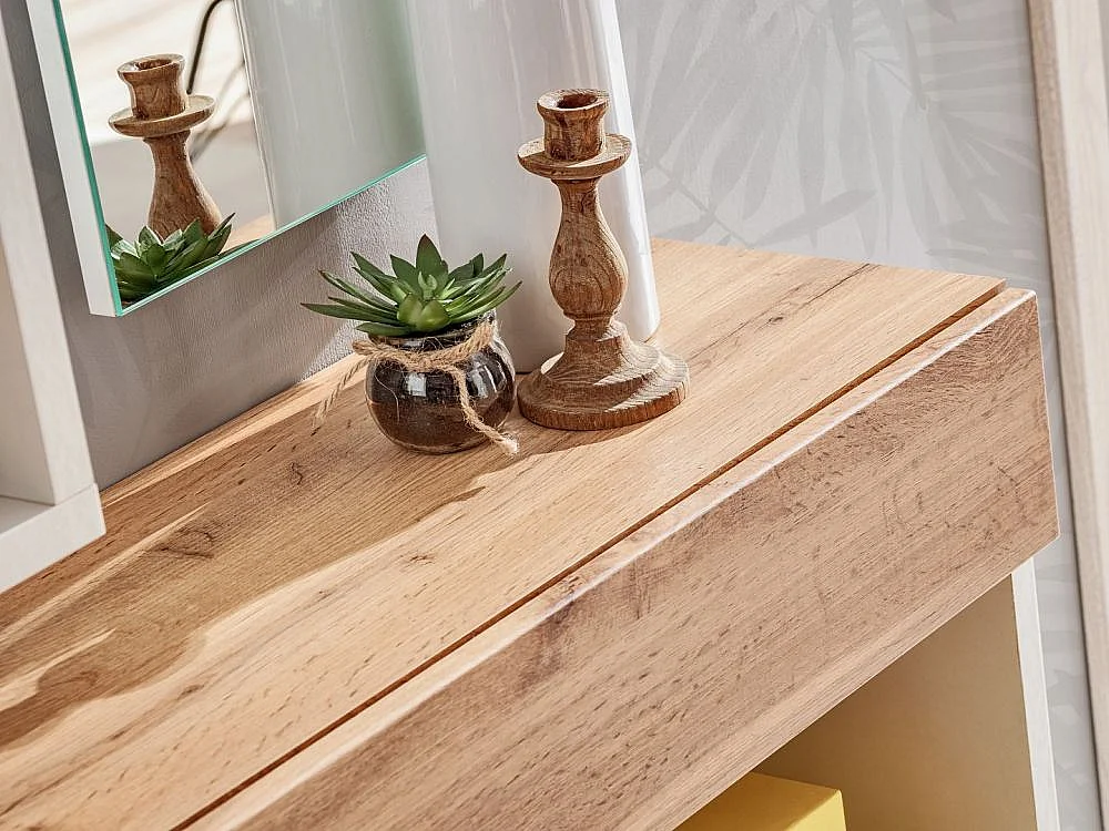 Étagère Murale 2 Niveaux & Tiroir "Easy" 100cm Blanc