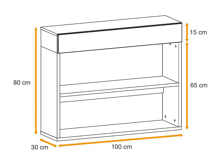 Étagère Murale 2 Niveaux & Tiroir "Easy" 100cm Blanc