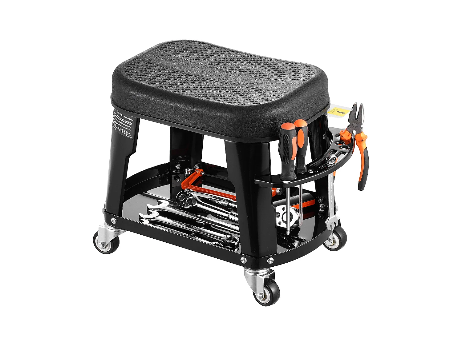 Tabouret d'Atelier, SucceBuy Tabouret de Mécanicien avec Roulettes et Plateau à Outils, Capacité 136 kg