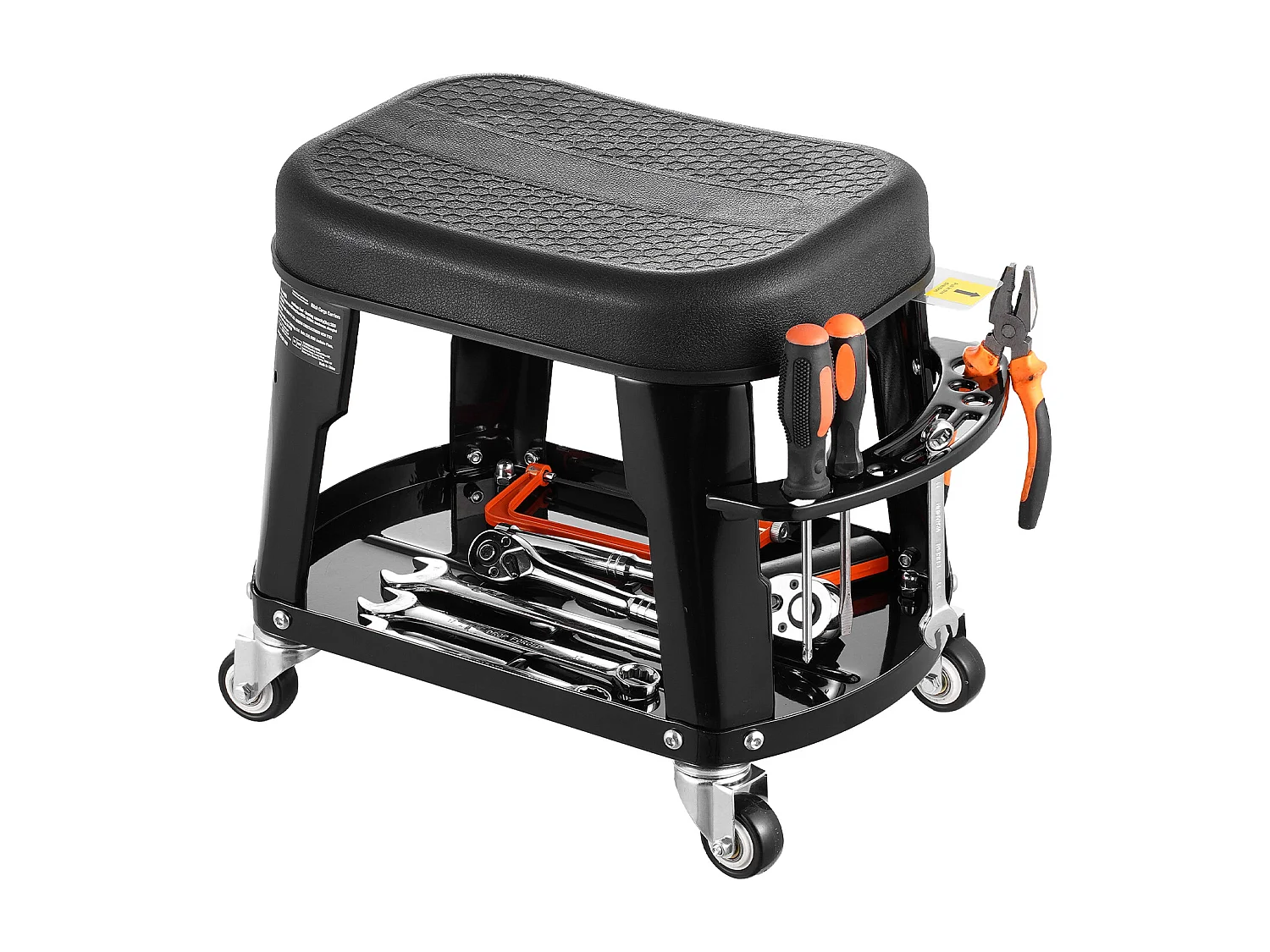 Tabouret d'Atelier, SucceBuy Tabouret de Mécanicien avec Roulettes et Plateau à Outils, Capacité 136 kg