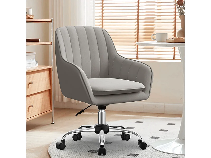 Bürostuhl Homeoffice Stuhl - Schminkstuhl mit Armlehnen - Drehstuhl mit Rrollen - Samt Stuhl - höhenverstellbar für Schminktisch - Arbeitszimmer - Schlafzimmer