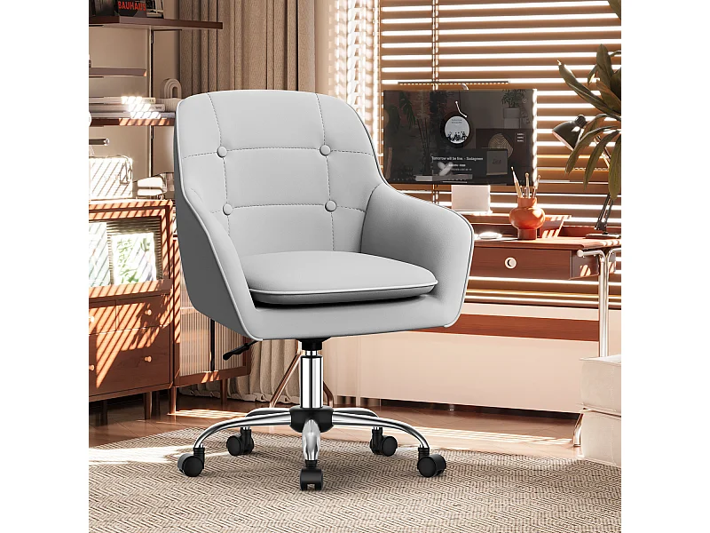 Bürostuhl Homeoffice Stuhl - Schminkstuhl mit Armlehnen - Drehstuhl mit Rrollen - Samt Stuhl - höhenverstellbar für Schminktisch - Arbeitszimmer - Schlafzimmer