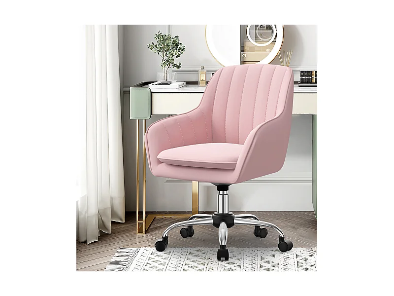 Bürostuhl Homeoffice Stuhl - Schminkstuhl mit Armlehnen - Drehstuhl mit Rrollen - Samt Stuhl - höhenverstellbar für Schminktisch - Arbeitszimmer - Schlafzimmer