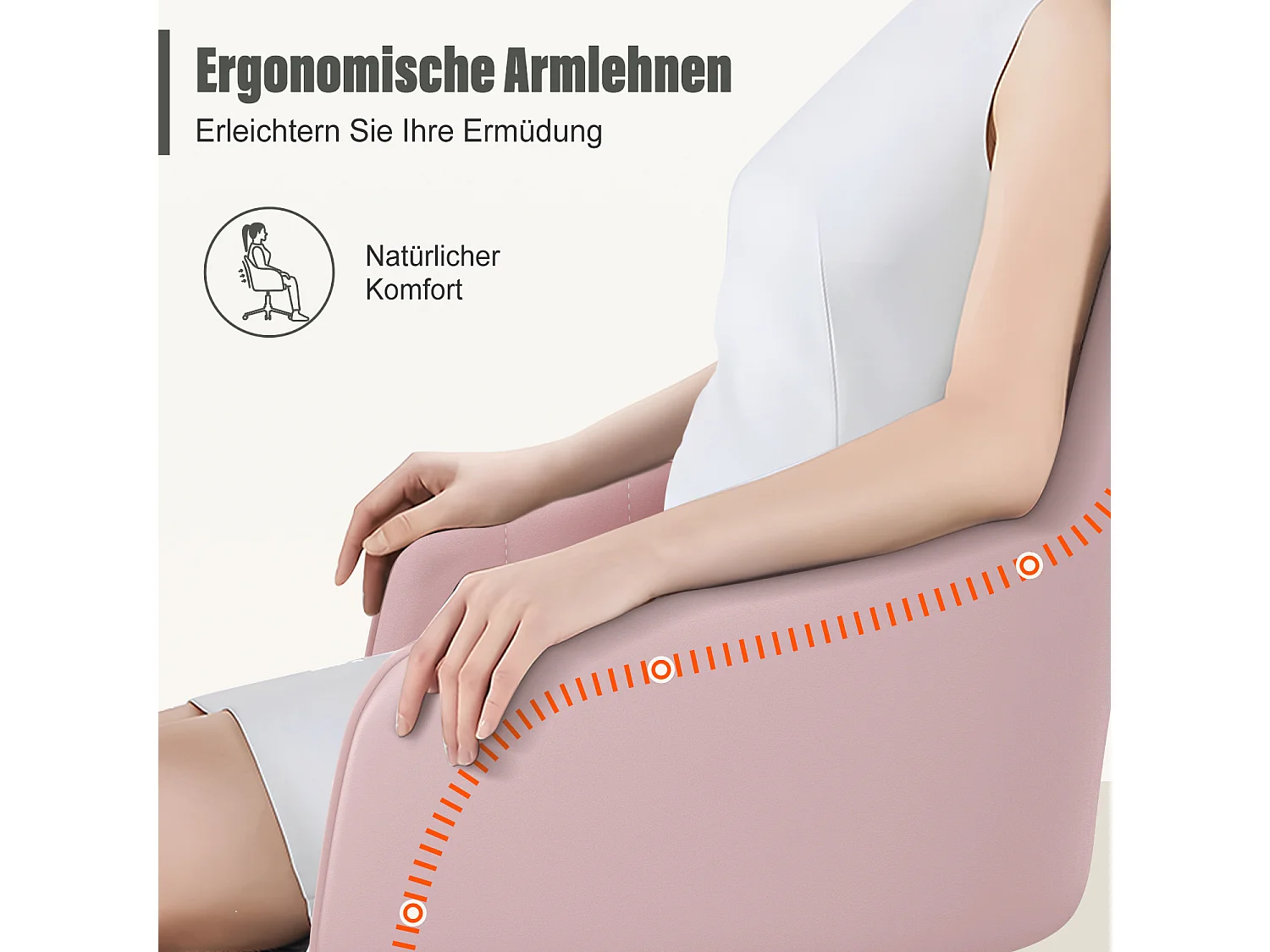 Bürostuhl Homeoffice Stuhl - Schminkstuhl mit Armlehnen - Drehstuhl mit Rrollen - Samt Stuhl - höhenverstellbar für Schminktisch - Arbeitszimmer - Schlafzimmer