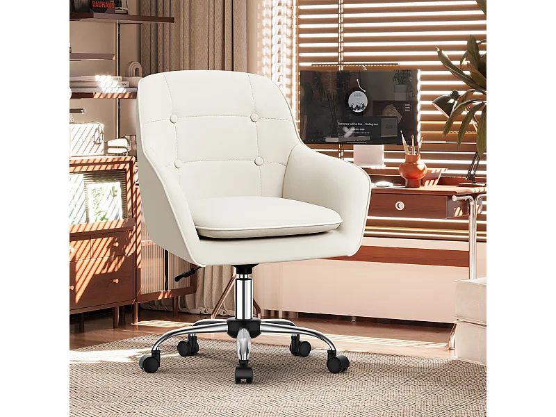 Bürostuhl Homeoffice Stuhl - Schminkstuhl mit Armlehnen - Drehstuhl mit Rrollen - Samt Stuhl - höhenverstellbar für Schminktisch - Arbeitszimmer - Schlafzimmer