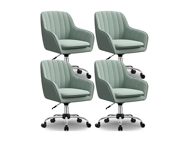 Bürostuhl*4 Homeoffice Stuhl - Schminkstuhl mit Armlehnen - Drehstuhl mit Rrollen - Samt Stuhl - höhenverstellbar für Schminktisch - Arbeitszimmer - Schlafzimmer