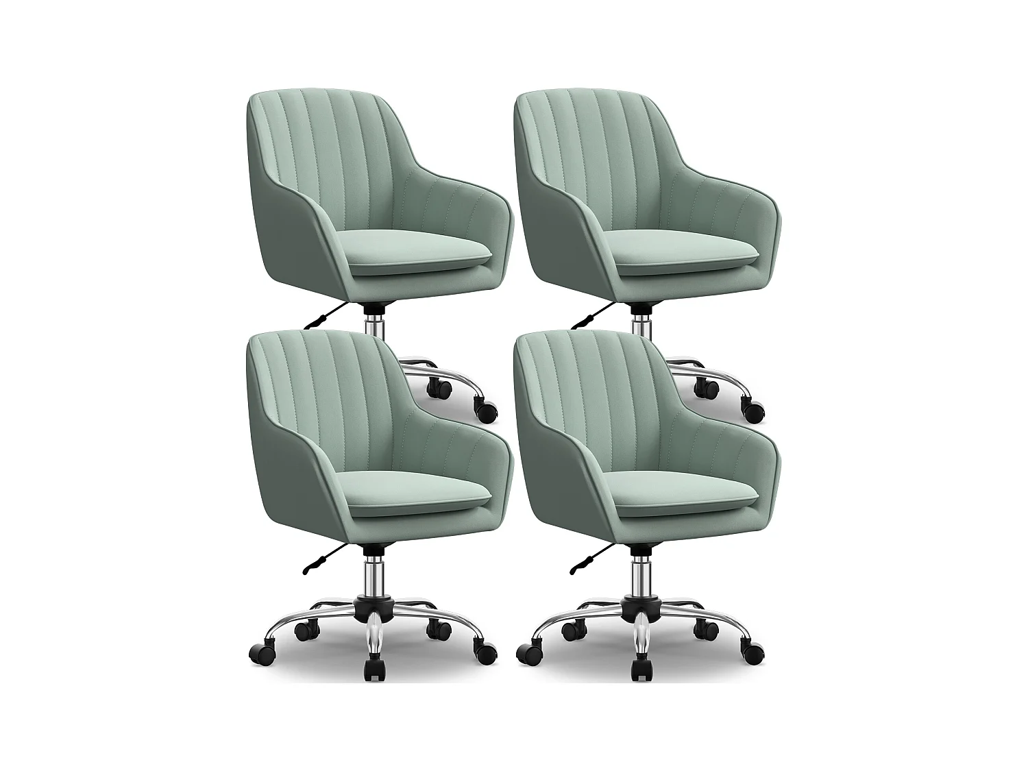 Bürostuhl*4 Homeoffice Stuhl - Schminkstuhl mit Armlehnen - Drehstuhl mit Rrollen - Samt Stuhl - höhenverstellbar für Schminktisch - Arbeitszimmer - Schlafzimmer