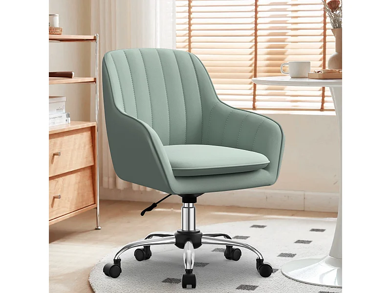 Bürostuhl Homeoffice Stuhl - Schminkstuhl mit Armlehnen - Drehstuhl mit Rrollen - Samt Stuhl - höhenverstellbar für Schminktisch - Arbeitszimmer - Schlafzimmer