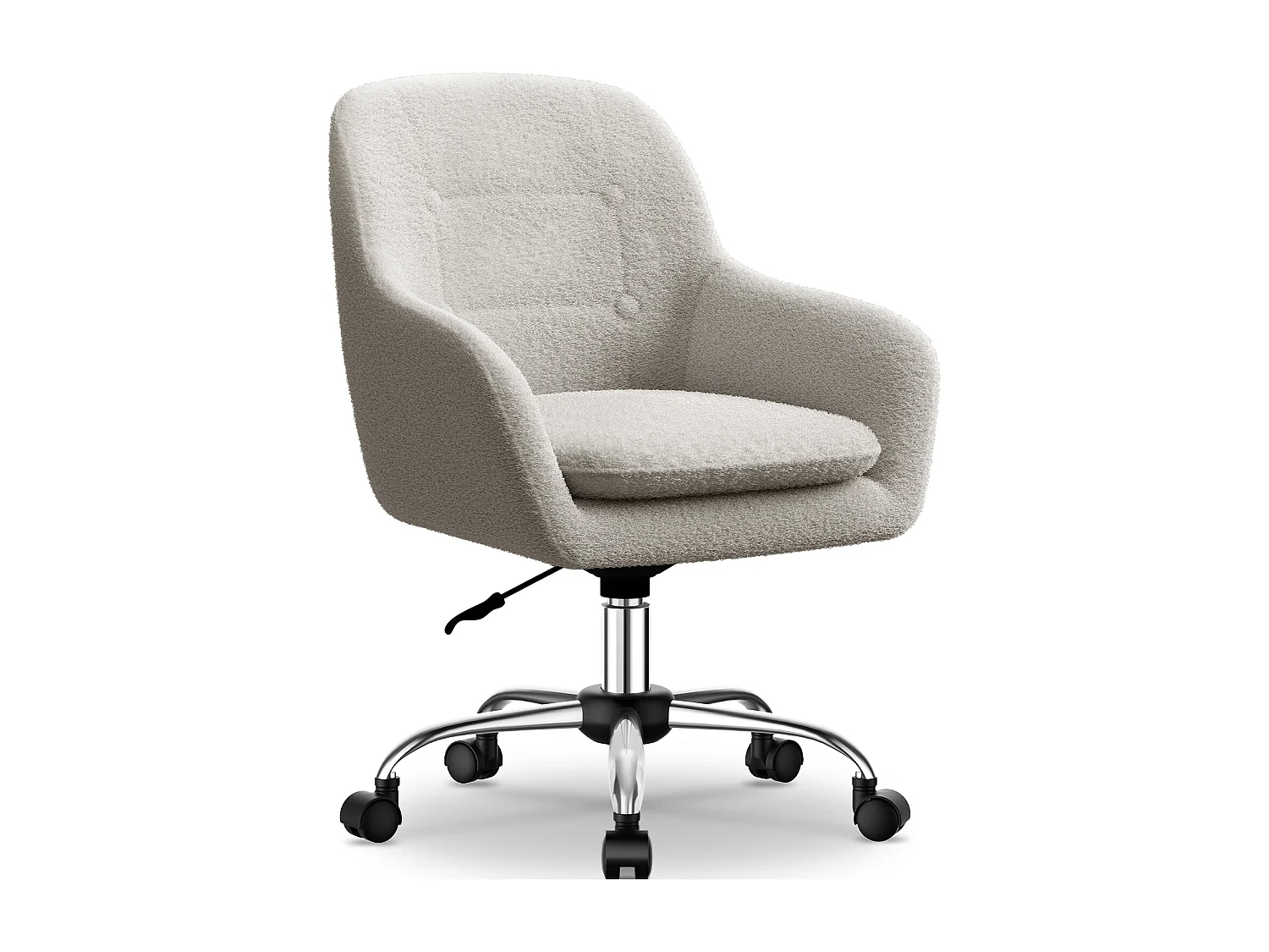 Bürostuhl - Schminkstuhl - Homeoffice Stuhl mit Armlehnen - Drehstuhl mit Rrollen Boucle-Gewebe - höhenverstellbar - für Schminktisch - Arbeitszimmer - Schlafzimmer