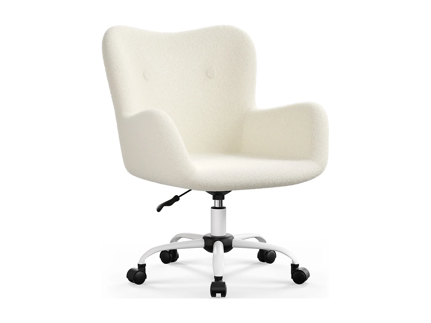 Bürostuhl - Schminkstuhl - Homeoffice Stuhl mit Armlehnen - Drehstuhl mit Rrollen Boucle-Gewebe - höhenverstellbar - für Schminktisch - Arbeitszimmer - Schlafzimmer