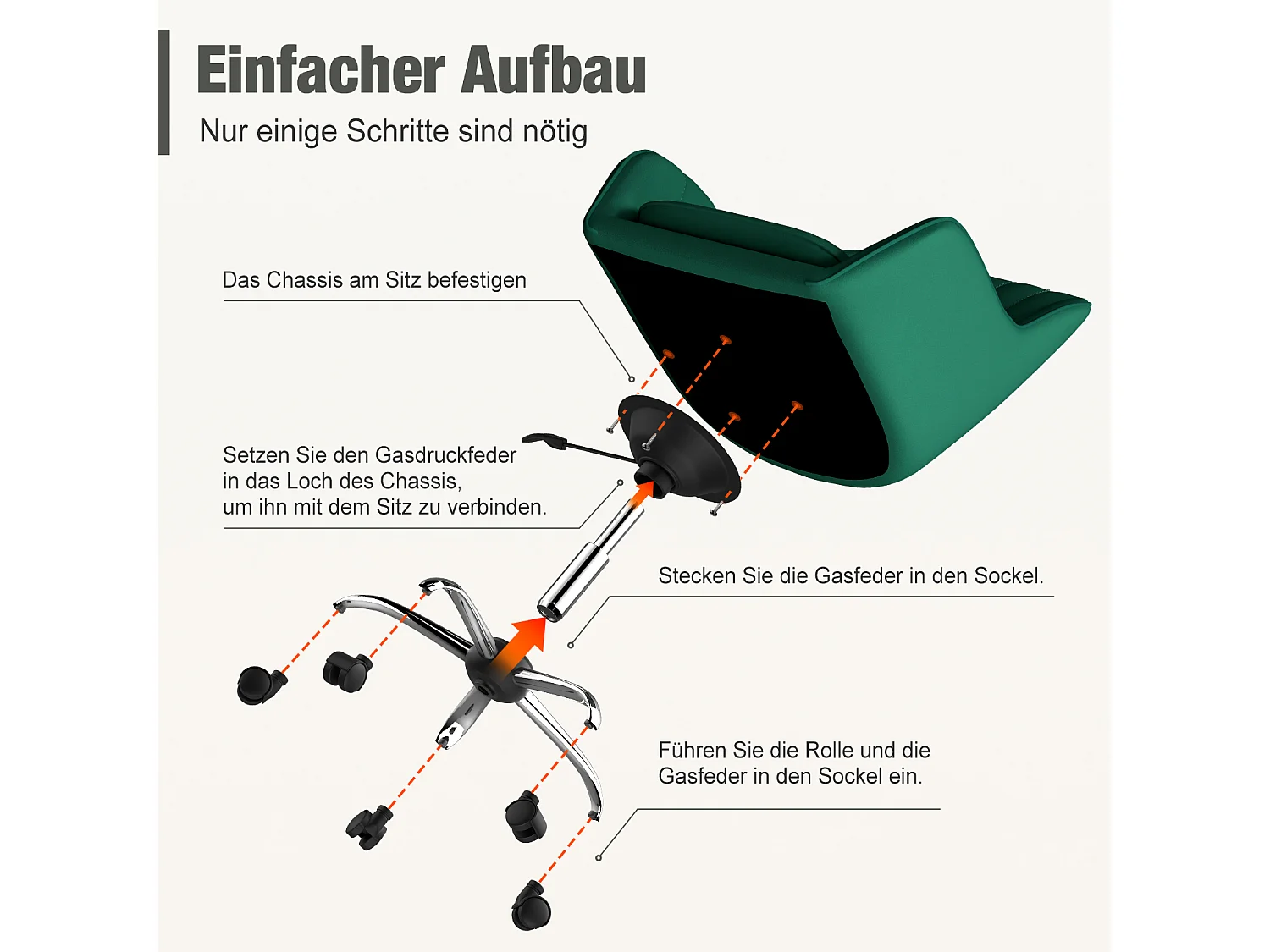 Bürostuhl Homeoffice Stuhl - Schminkstuhl mit Armlehnen - Drehstuhl mit Rrollen - Samt Stuhl - höhenverstellbar für Schminktisch - Arbeitszimmer - Schlafzimmer