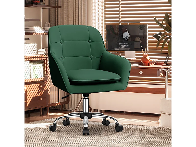 Bürostuhl Homeoffice Stuhl - Schminkstuhl mit Armlehnen - Drehstuhl mit Rrollen - Samt Stuhl - höhenverstellbar für Schminktisch - Arbeitszimmer - Schlafzimmer