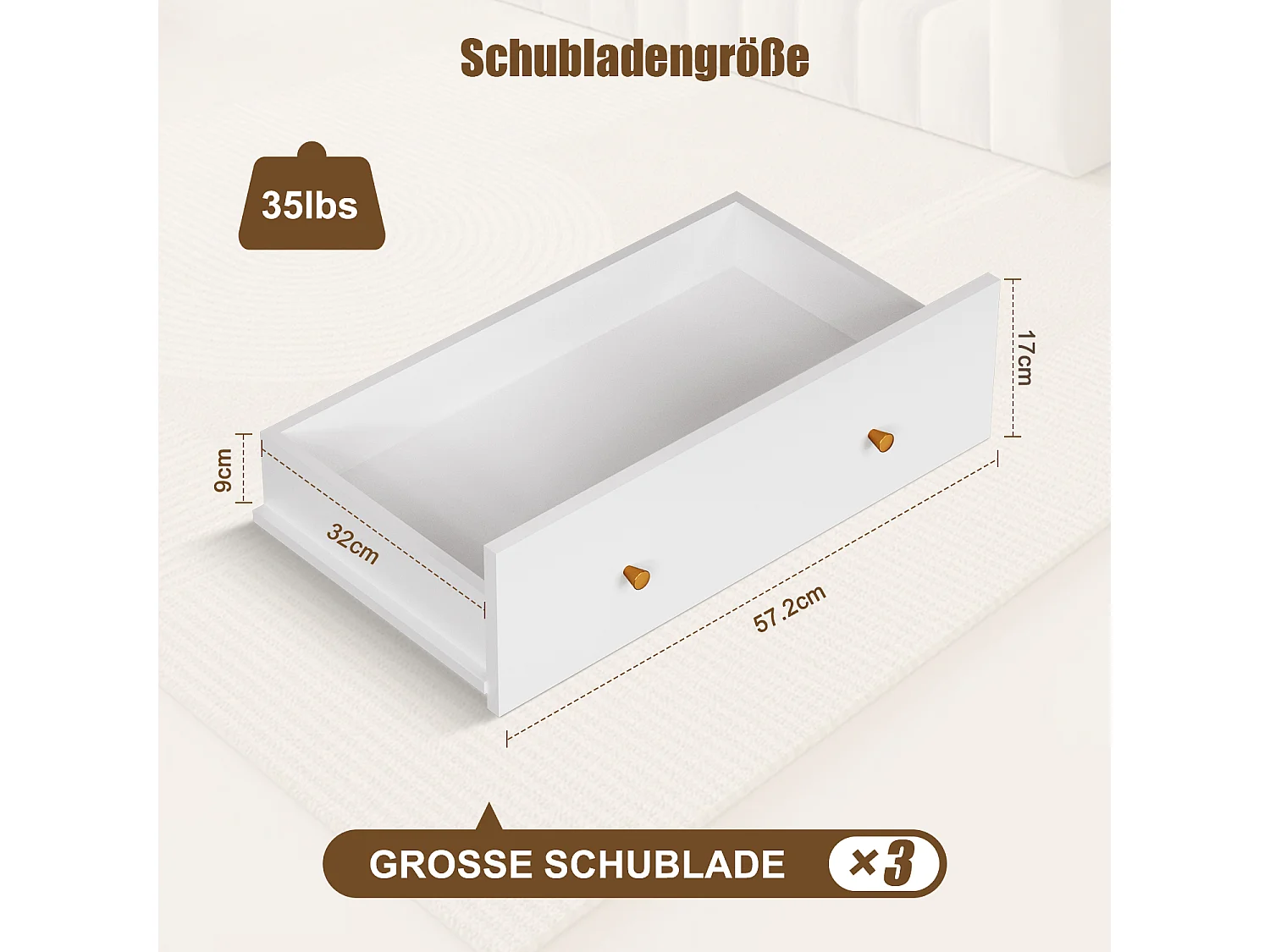 Kommode mit 8 Schubladen - Modernes Massivholz Sideboard für das Schlafzimmer - Wohnzimmer - Flur und Büro - Viele Farbvarianten und Stauraum