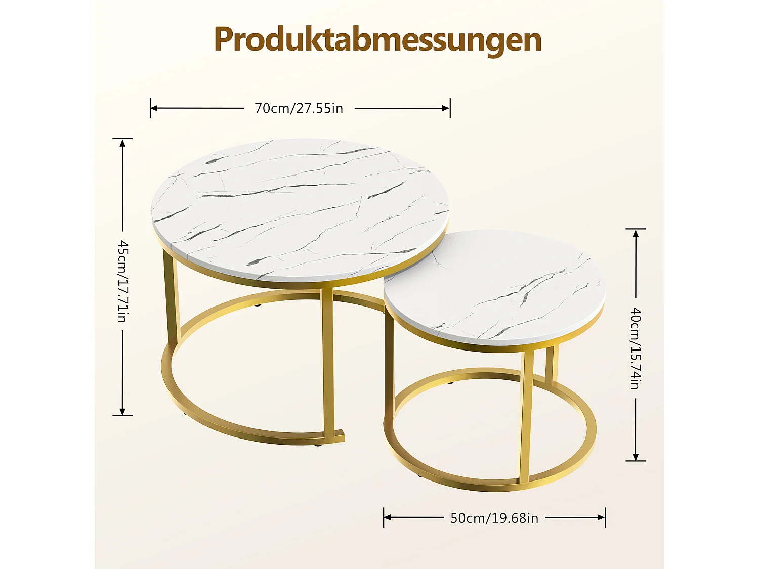 Couchtisch-Couchtisch-Set - Marmor-Optik - glänzende Optik-Weiß