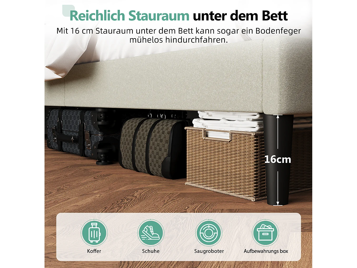 Polsterbett Polsterbett 140 x 200 cm mit Lattenrost - Doppelbett Bettrahmen mit Kopfteil - Gepolstertes Bett Bettrahmen