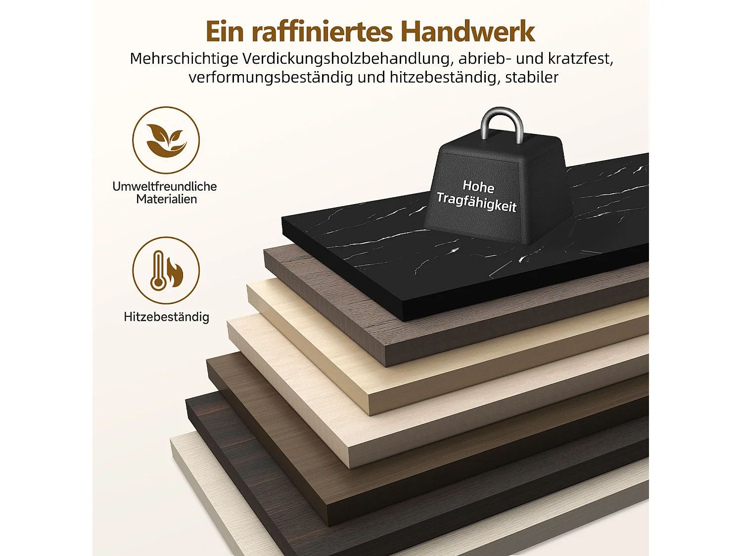 Couchtisch - Couchtisch-Set - Furnier mit Marmormuster - glänzende Optik - schwarz