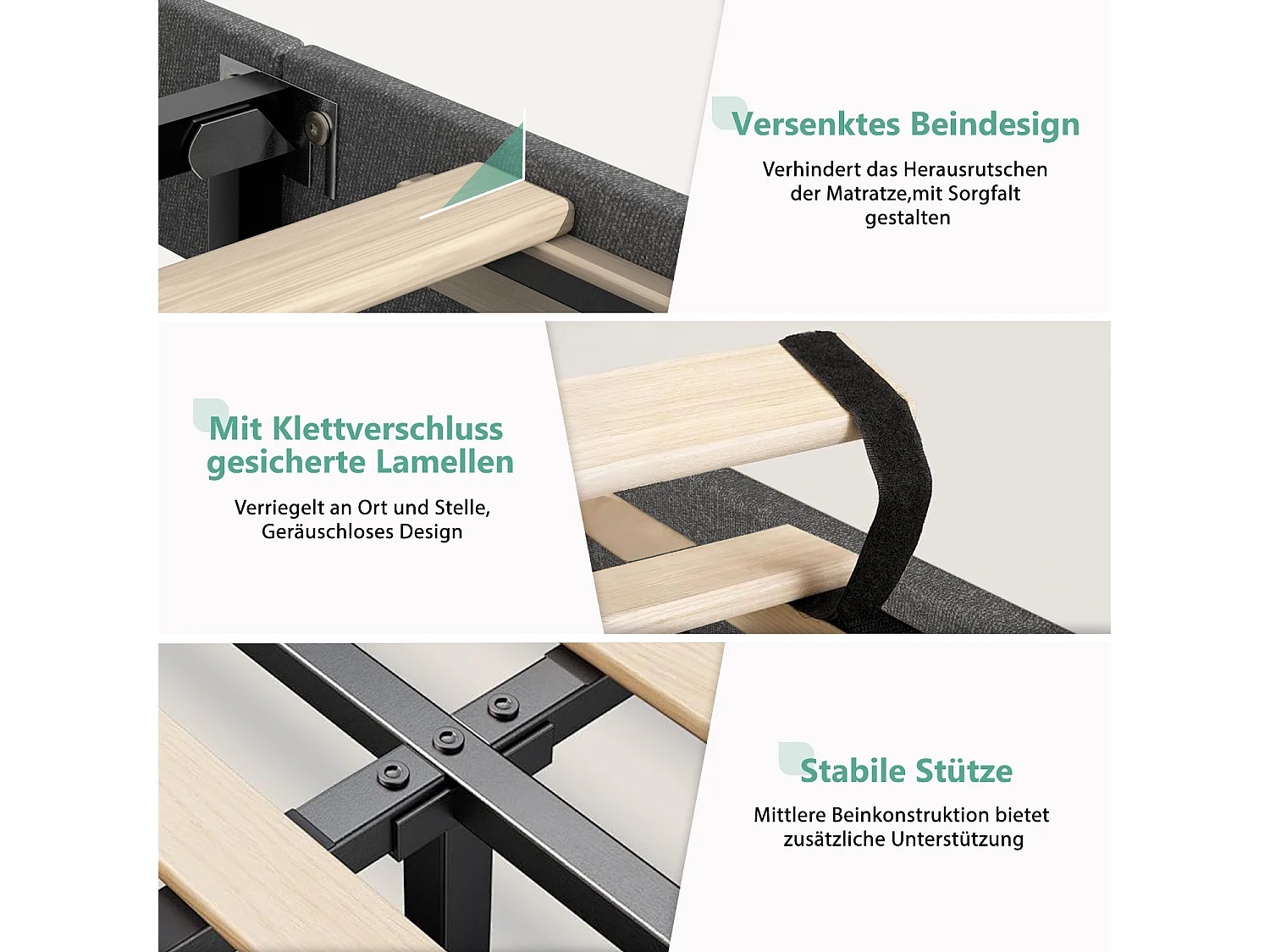 Polsterbett Polsterbett 140 x 200 cm mit Lattenrost - Doppelbett Bettrahmen mit Kopfteil - Gepolstertes Bett Bettrahmen