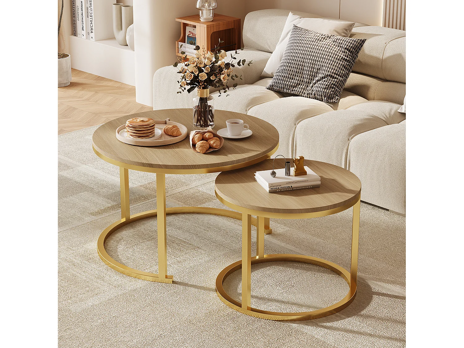 Couchtisch - Couchtisch-Set - Holzfarben hell