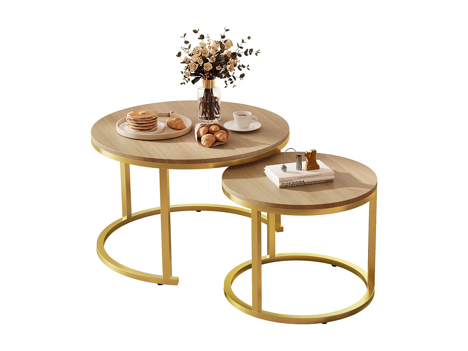 Couchtisch - Couchtisch-Set - Holzfarben hell