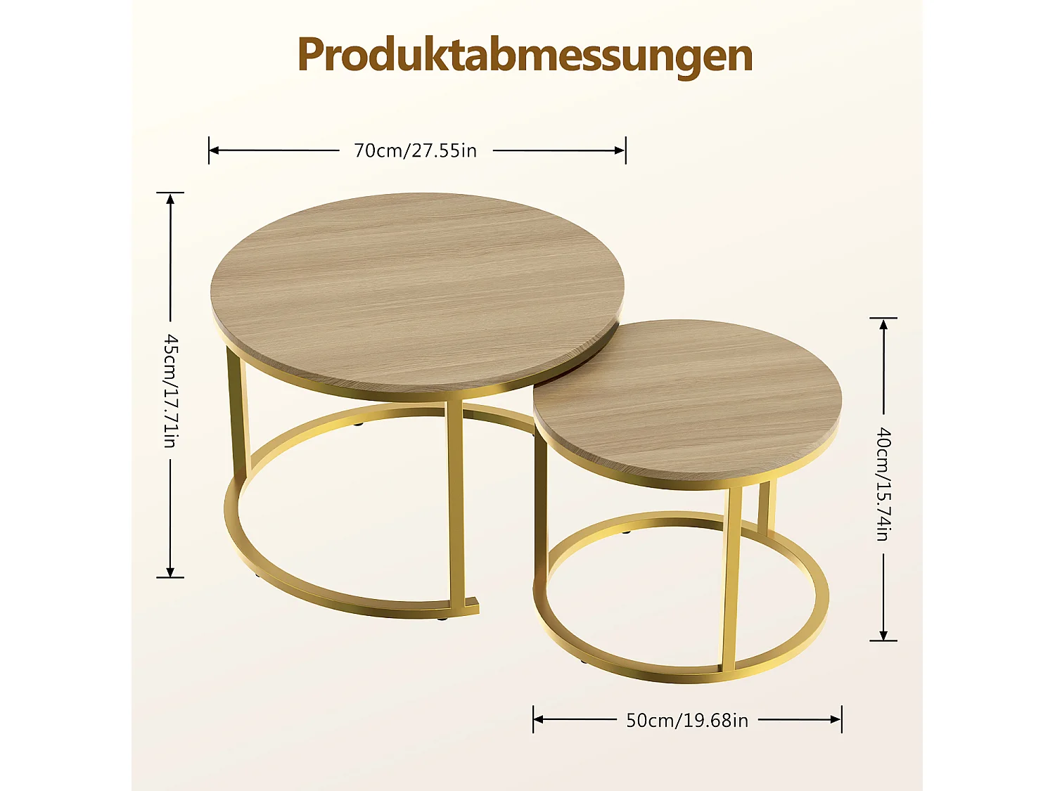 Couchtisch - Couchtisch-Set - Holzfarben hell