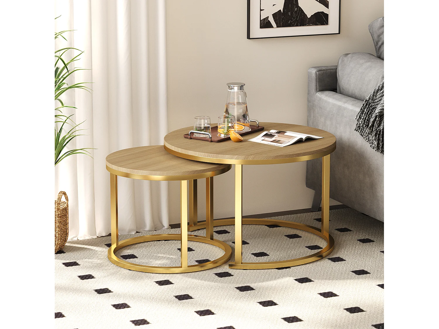 Couchtisch - Couchtisch-Set - Holzfarben hell