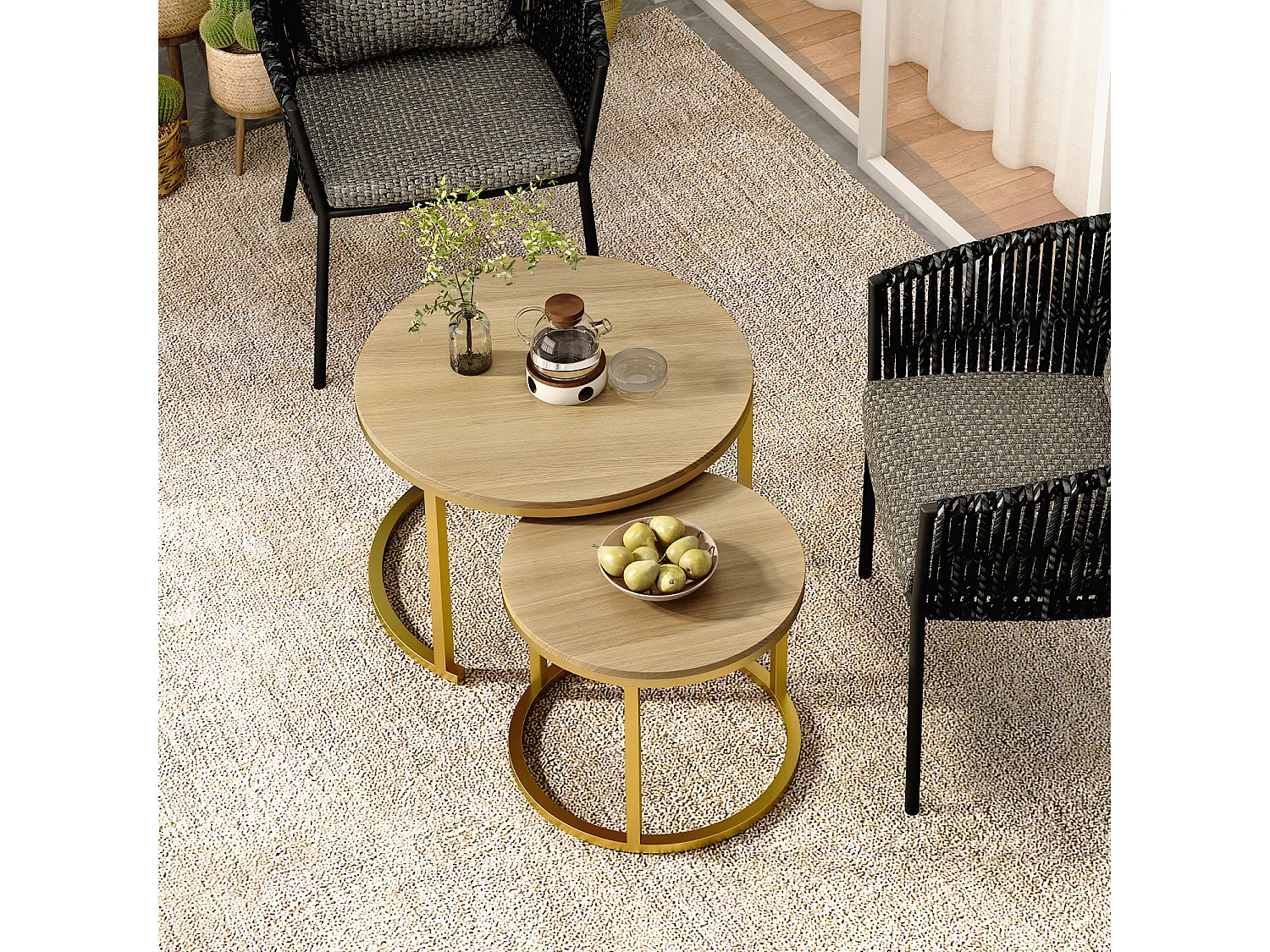 Couchtisch - Couchtisch-Set - Holzfarben hell