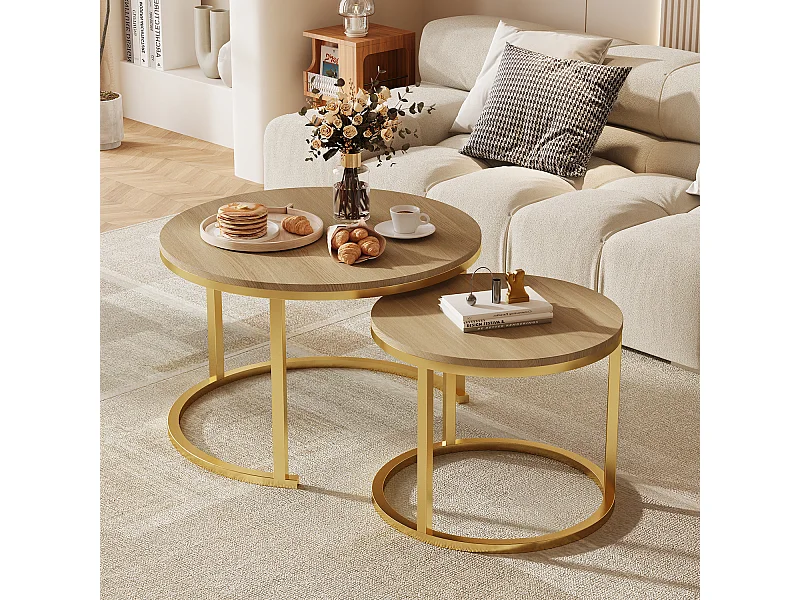 Couchtisch - Couchtisch-Set - Holzfarben hell