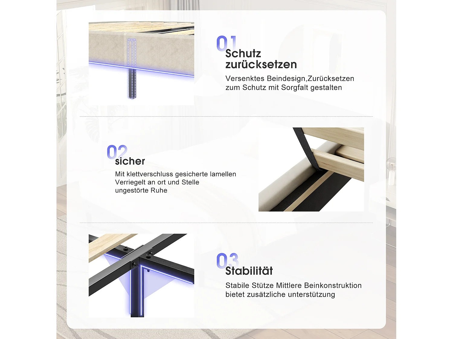 Polsterbett - Polsterbett 140 x 200 cm Bett mit Lattenrost - Doppelbett mit gepolstertem Kopfteil - Einfache Montage -  Robustes Gestell und Samtbezug