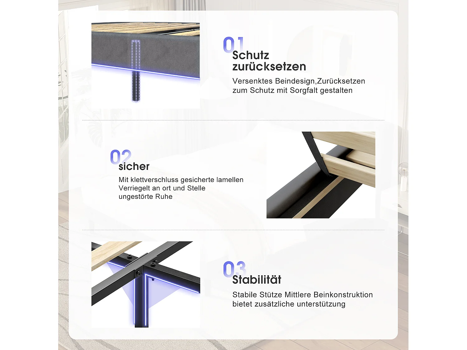 Polsterbett - Polsterbett 140 x 200 cm Bett mit Lattenrost - Doppelbett mit gepolstertem Kopfteil - Einfache Montage -  Robustes Gestell und Samtbezug