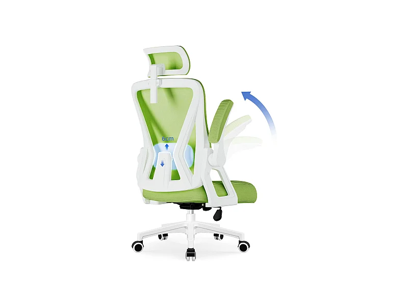 Bürostuhl - Drehbarer ergonomischer Bürostuhl - Mit verstellbarer Kopfstütze und Rückenlehne  - Atmungsaktiver Bürostuhl - 150kg - Netz-Wippfunktion - Managerstuhl