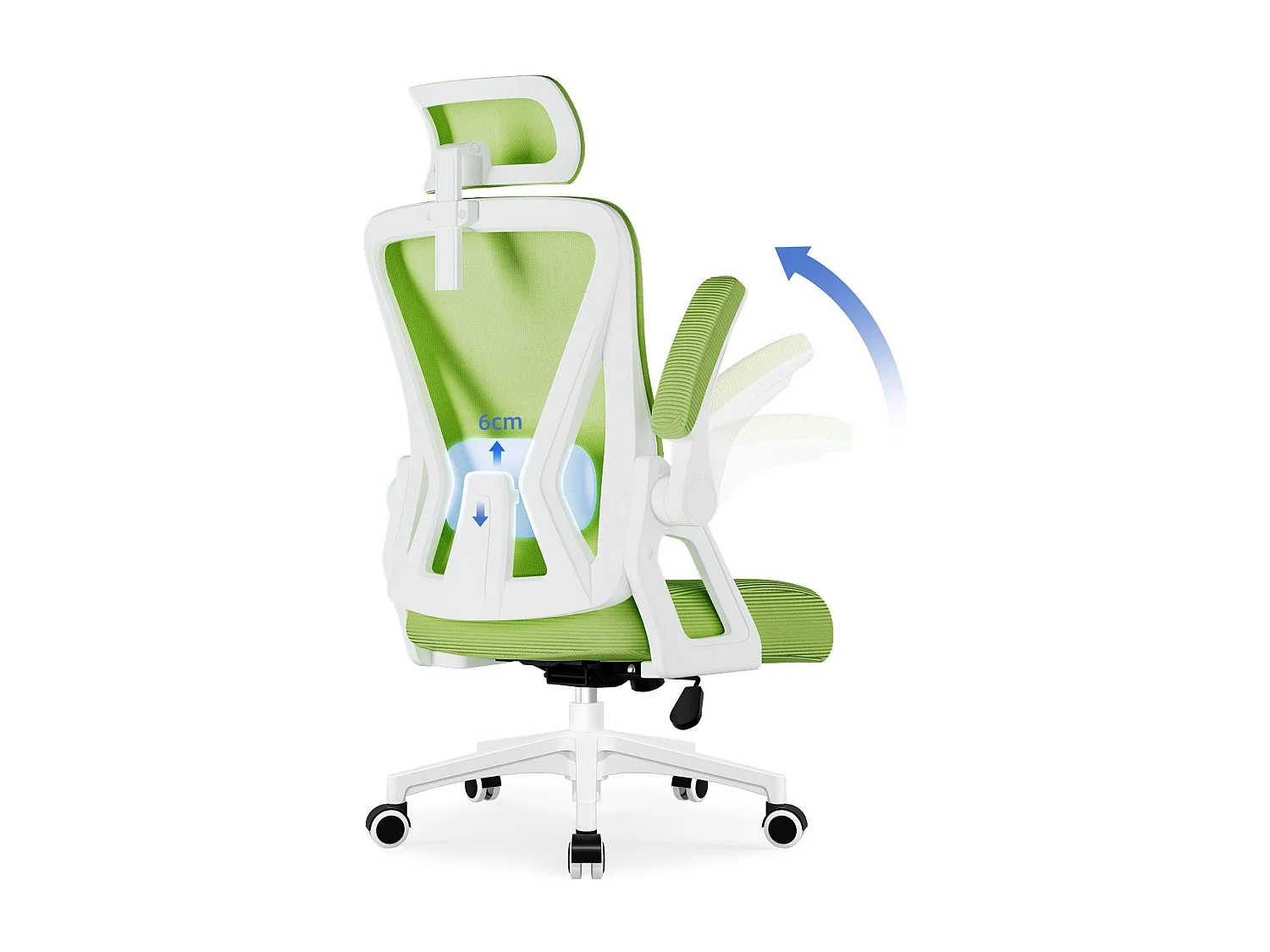 Bürostuhl - Drehbarer ergonomischer Bürostuhl - Mit verstellbarer Kopfstütze und Rückenlehne  - Atmungsaktiver Bürostuhl - 150kg - Netz-Wippfunktion - Managerstuhl